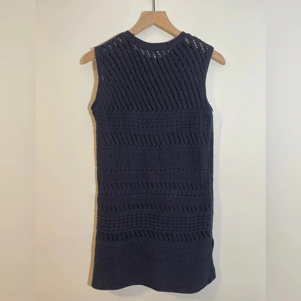 J Jill Sweater Vest Women XS Navy Blue Pullover Tunic Boho Classic Casual EUC - Picture 4 of 9